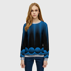Свитшот женский Сине-черный градиент в полоску, цвет: 3D-меланж — фото 2