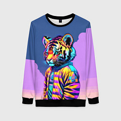 Свитшот женский Cool tiger cub - pop art, цвет: 3D-черный