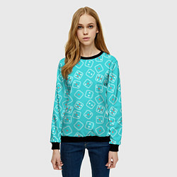 Свитшот женский Игральные кости на голубом фоне, цвет: 3D-черный — фото 2