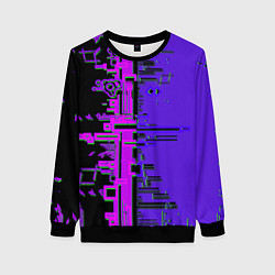 Свитшот женский Кибер-глитч фиолетовый, цвет: 3D-черный