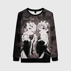 Свитшот женский Re Zero Ram and Rem, цвет: 3D-черный