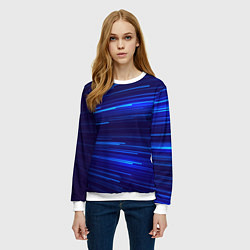 Свитшот женский Яркие неоновые полосы - минимализм, цвет: 3D-белый — фото 2