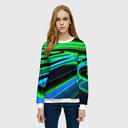 Свитшот женский Green geometry abstract, цвет: 3D-белый — фото 2