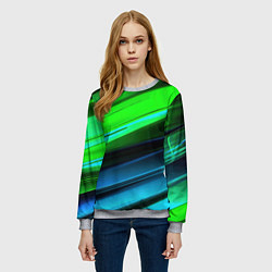 Свитшот женский Зеленая абстракция, цвет: 3D-меланж — фото 2