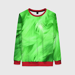 Свитшот женский Зеленые абстрактные листья, цвет: 3D-красный
