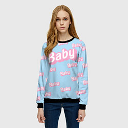 Свитшот женский Baby - Barbie style: blue pattern, цвет: 3D-черный — фото 2