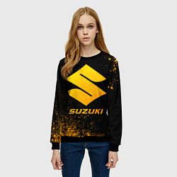 Свитшот женский Suzuki - gold gradient, цвет: 3D-черный — фото 2