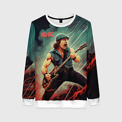 Свитшот женский AC DC rock, цвет: 3D-белый