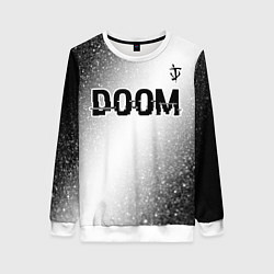 Свитшот женский Doom glitch на светлом фоне: символ сверху, цвет: 3D-белый