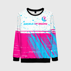Свитшот женский Angels of Death neon gradient style: символ сверху, цвет: 3D-черный