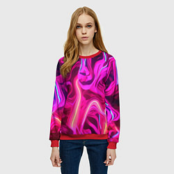 Свитшот женский Pink neon abstract, цвет: 3D-красный — фото 2