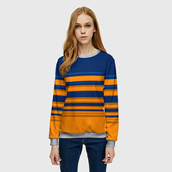 Свитшот женский Желто-синий полосатый узор, цвет: 3D-меланж — фото 2