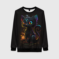 Свитшот женский Котик дракон, цвет: 3D-черный