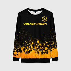 Свитшот женский Volkswagen - gold gradient: символ сверху, цвет: 3D-черный
