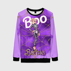 Женский свитшот Барби в костюме скелета: паутина и фиолетовый дым