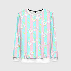 Женский свитшот Паттерн Барби на фоне костюма Кена в розово-голубу