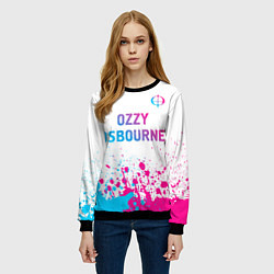 Свитшот женский Ozzy Osbourne neon gradient style: символ сверху, цвет: 3D-черный — фото 2