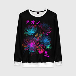Женский свитшот Неоновые цветы - японский стиль