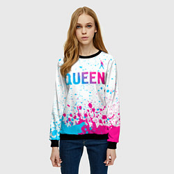 Свитшот женский Queen neon gradient style: символ сверху, цвет: 3D-черный — фото 2