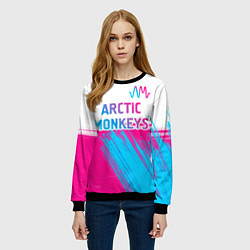 Свитшот женский Arctic Monkeys neon gradient style: символ сверху, цвет: 3D-черный — фото 2