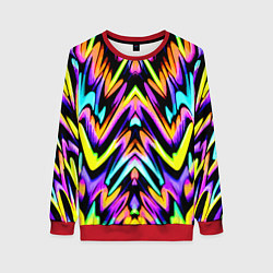Свитшот женский Красочный зеркальный паттерн - нейросеть, цвет: 3D-красный