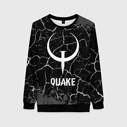 Свитшот женский Quake glitch на темном фоне, цвет: 3D-черный