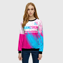 Свитшот женский Maneskin neon gradient style: символ сверху, цвет: 3D-черный — фото 2