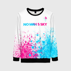 Свитшот женский No Mans Sky neon gradient style: символ сверху, цвет: 3D-черный