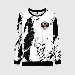 Свитшот женский Россия спорт краски герб, цвет: 3D-черный