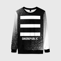 Свитшот женский OneRepublic glitch на темном фоне, цвет: 3D-черный