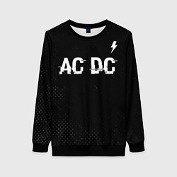 Свитшот женский AC DC glitch на темном фоне: символ сверху, цвет: 3D-черный