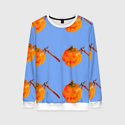 Свитшот женский Тыква с топором-Хэллоуин, цвет: 3D-белый