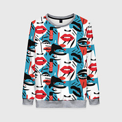 Свитшот женский Губы и глаза, цвет: 3D-меланж