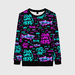 Свитшот женский Jinx Arcane pattern neon, цвет: 3D-черный