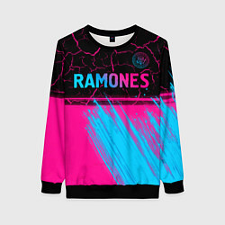 Свитшот женский Ramones - neon gradient посередине, цвет: 3D-черный