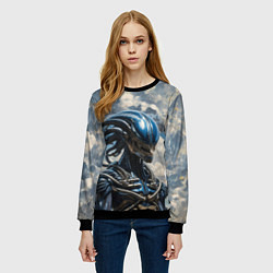 Свитшот женский Синий ксеноморф, цвет: 3D-черный — фото 2