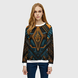 Свитшот женский Орнамент с ромбами в египетском стиле, цвет: 3D-белый — фото 2