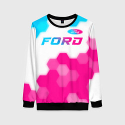 Свитшот женский Ford neon gradient style посередине, цвет: 3D-черный