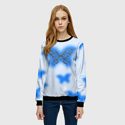 Свитшот женский Y2K blue butterfly, цвет: 3D-черный — фото 2