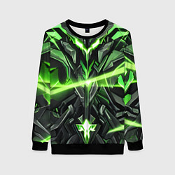 Свитшот женский Зелёный кибер рыцарь, цвет: 3D-черный