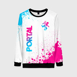 Свитшот женский Portal neon gradient style вертикально, цвет: 3D-черный