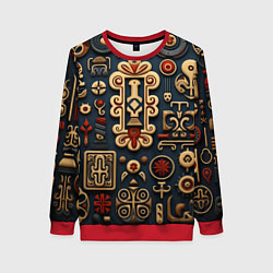 Свитшот женский Абстрактный паттерн в славянском стиле, цвет: 3D-красный