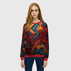 Свитшот женский Абстрактный узор в этническом стиле, цвет: 3D-красный — фото 2