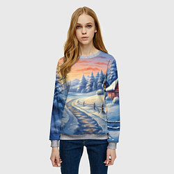 Свитшот женский Предновогодний восход, цвет: 3D-меланж — фото 2