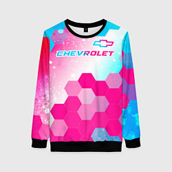 Женский свитшот Chevrolet neon gradient style посередине