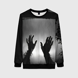 Свитшот женский Руки зомби в ночном тумане, цвет: 3D-черный