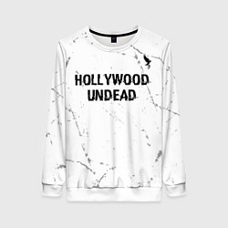 Свитшот женский Hollywood Undead glitch на светлом фоне посередине, цвет: 3D-белый