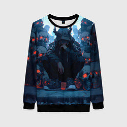 Свитшот женский Демон и черепа, цвет: 3D-черный