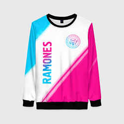 Свитшот женский Ramones neon gradient style вертикально, цвет: 3D-черный