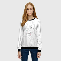 Свитшот женский Фрирен - карандашный набросок, цвет: 3D-черный — фото 2